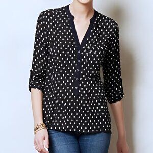 Anthropologie Vanessa Virginia rayon polka dot blouse 2